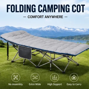 Portable Folding Camping Cot with Thick Mattress