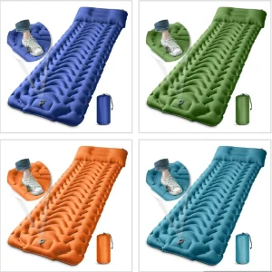 Camping Sleeping Pad, with Pillow, Built-in Foot Pump