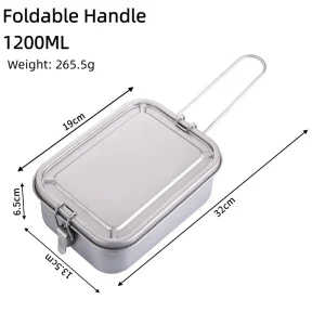 Titanium Lunch Box with Lid and Folding Handle