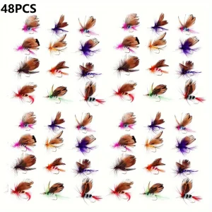 48pcs Butterfly Fly Fishing Lures With Hooks