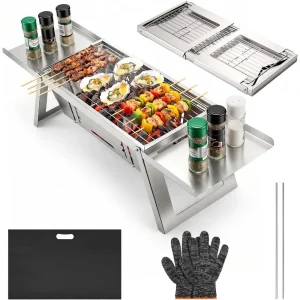 Compact Foldable Charcoal Grill with 4 Level Heat